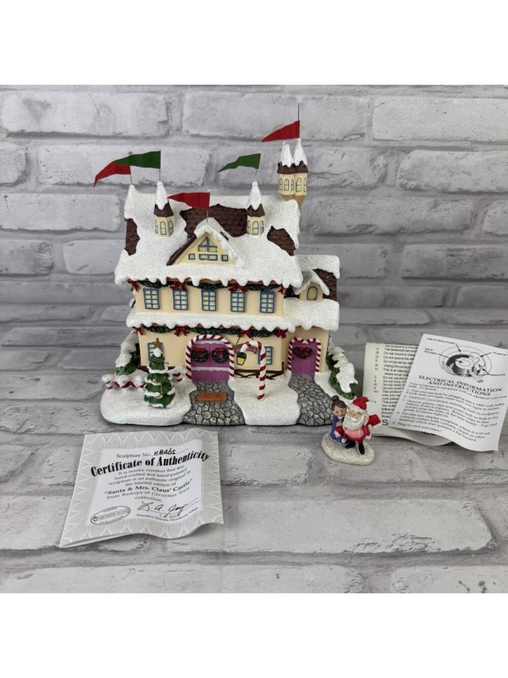 Hawthorne Village Santa and Mrs. Claus's Castle Rudolph Christmas Town COA
